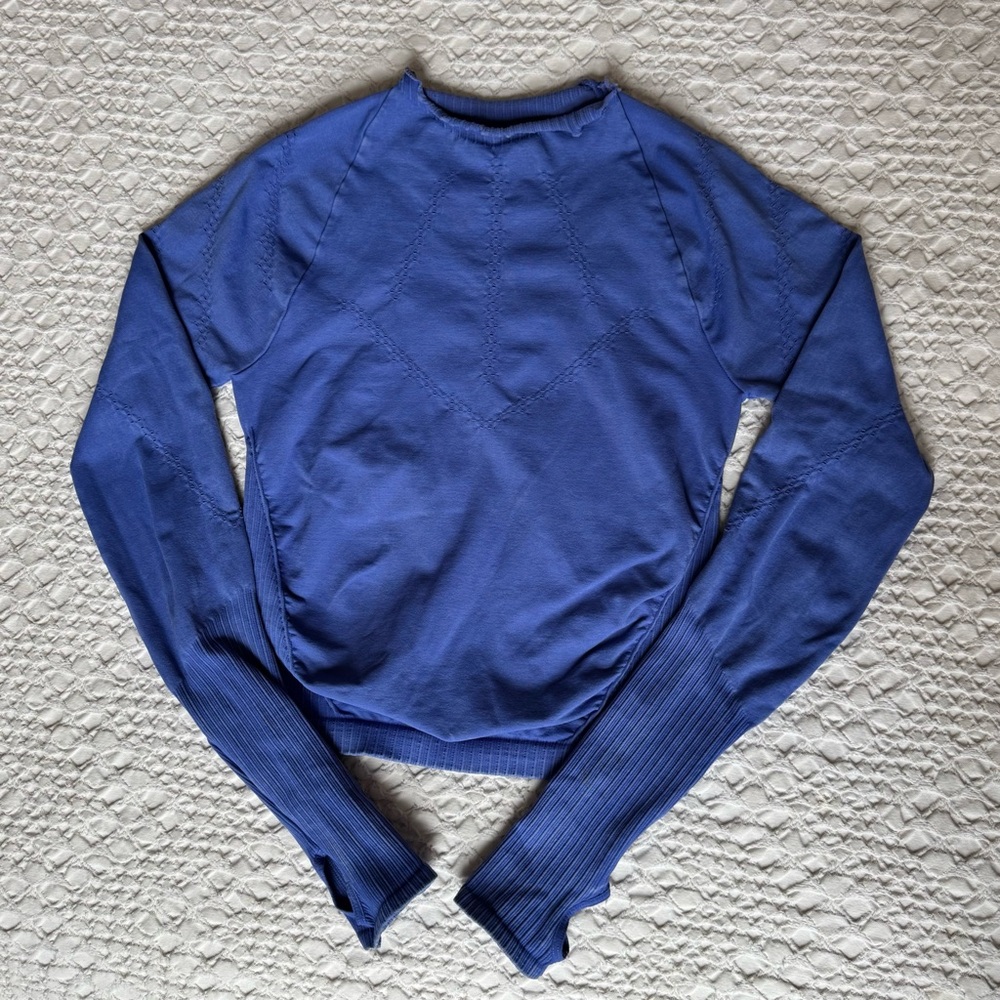 Free People Movement Periwinkle Blue Long Sleeve Top M/L Seamless Athletic